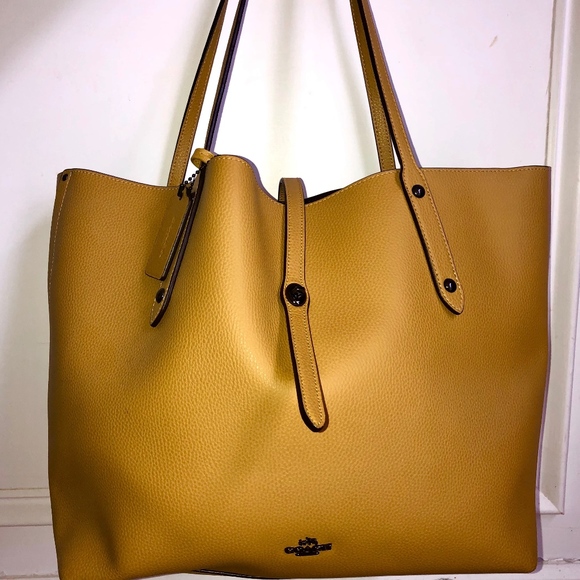 Coach Bags Coach Market Tote 549 Flax Yellow Pebble Leather Poshmark